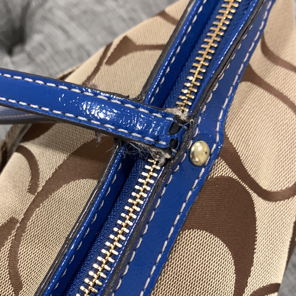 Coach Brown and Blue Signature Tote - Picture 10 of 15